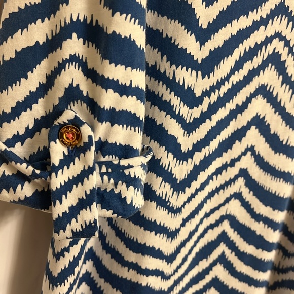 Lilly Pulitzer Rossmore V Neck T Shirt Dress Zebron print Blue/White Size XLarge - Picture 5 of 7